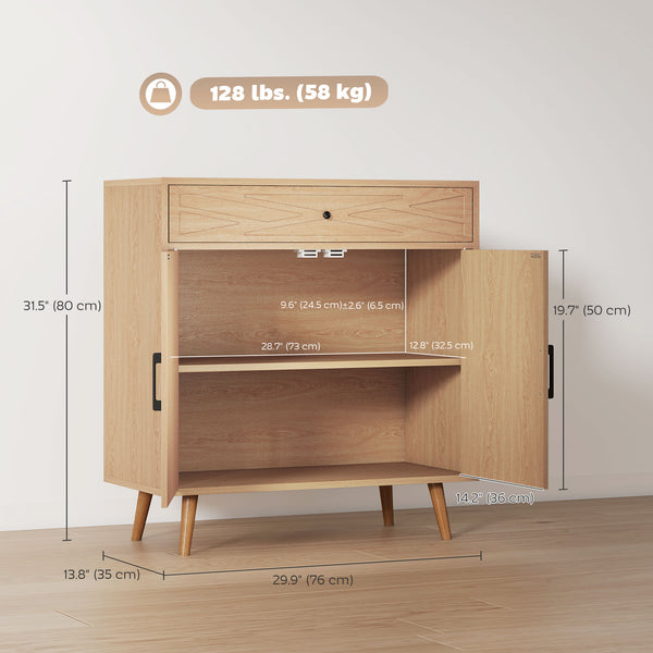 Oak buffet with doors, drawer and cupboard