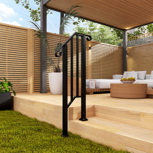 Black railing for outdoor stairs