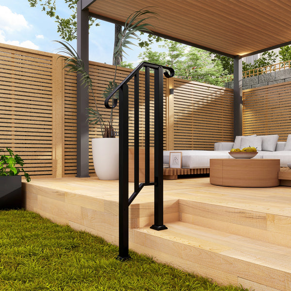 Black railing for outdoor stairs