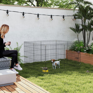 8-Panel Foldable Dog Playpen with Ground Stakes