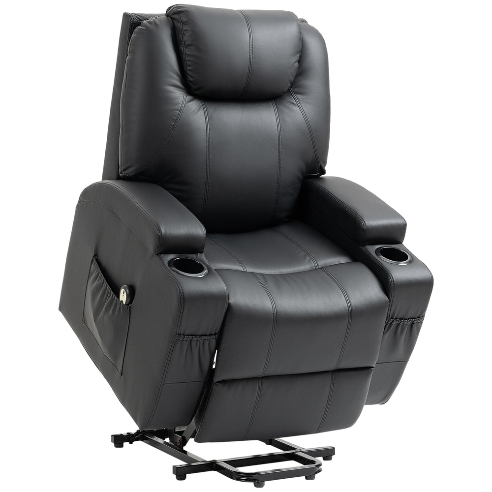 PU Leather Electric Lift Chair with Footrest, Black