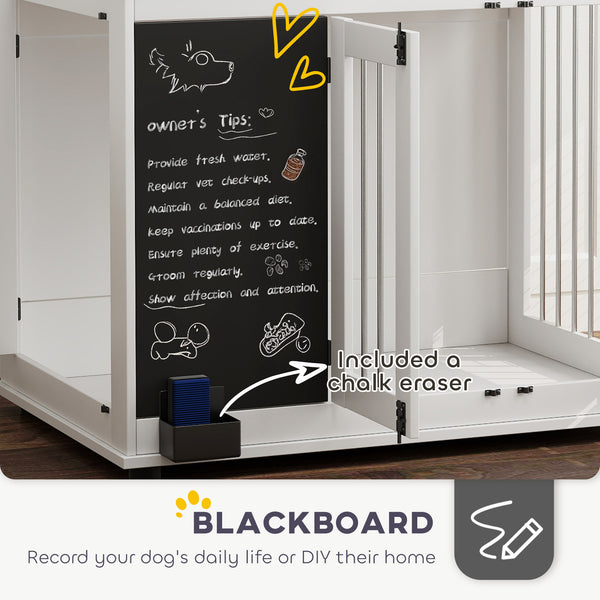 39" hutch with blackboard, three doors, white