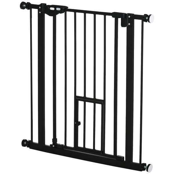 Extra Wide Pressure Fit Retractable Gate with Pet Door