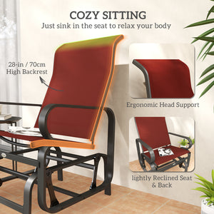 Breathable Mesh Fabric Sliding Chair, Outdoor Rocking Chair, Burgundy