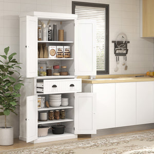 72" Pantry with Drawer, Doors, White