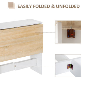 Folding wooden dining table, white/oak