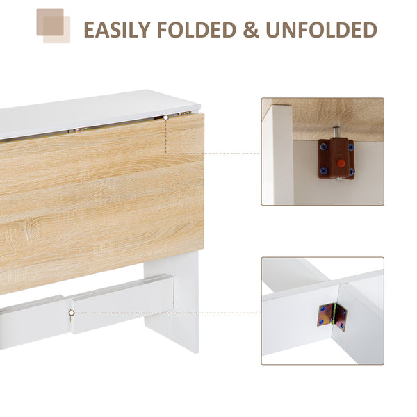 Folding wooden dining table, white/oak