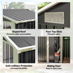 Metal garden shed, dark grey