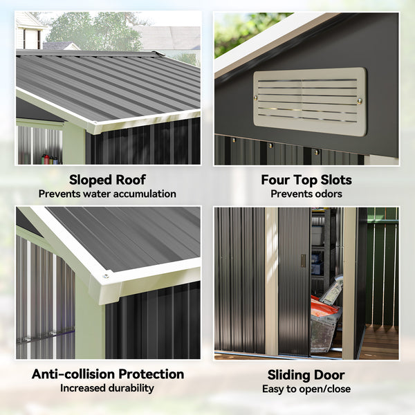 Metal garden shed, dark grey