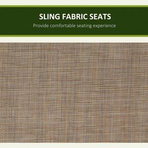 Swing chair for 3 people with high backrest and adjustable canopy, brown