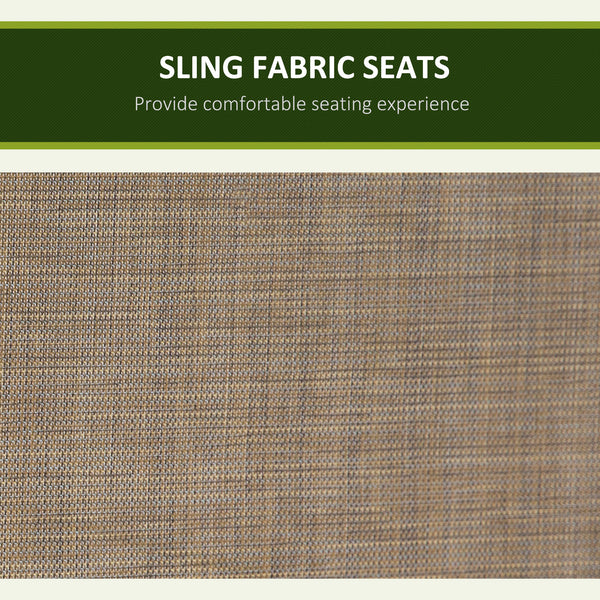 Swing chair for 3 people with high backrest and adjustable canopy, brown