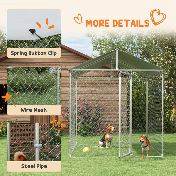 Heavy-duty galvanized steel kennel with UV-resistant roof