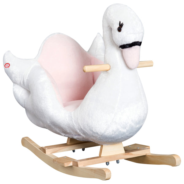 Soft and warm rocking swan with lullaby, white