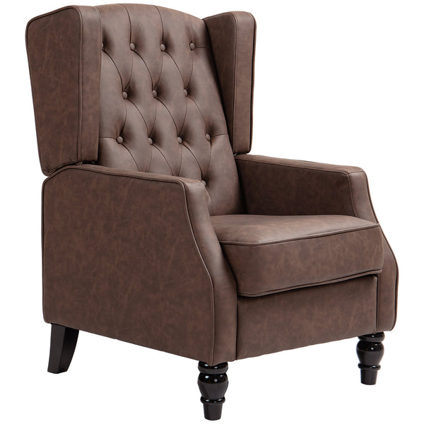 Modern faux leather accent chair with thick padding, brown