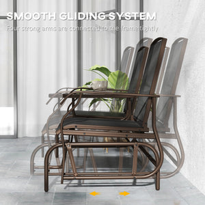 2 Person Outdoor Rocking Chair Garden Bench Black