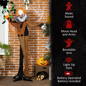 5ft Life Size Halloween Decoration, Talking Circus Clown with Sound and Motion Activated, Light-Up Eyes