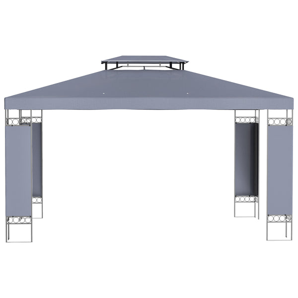 10 x 13 double-roof gazebo with mosquito net, grey