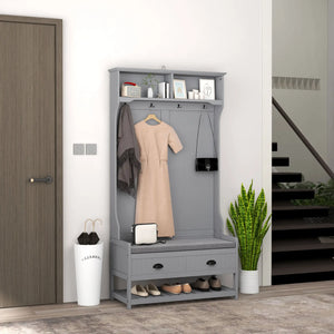 Hallway furniture with bench and shoe storage, gray
