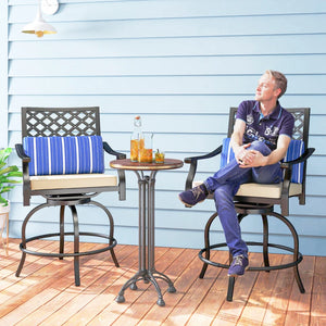 Set of 2 outdoor bar stools with cushions