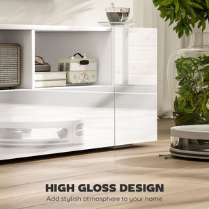 TV stand for TVs up to 60 inches, with LED lighting, white