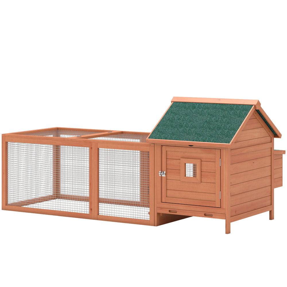 Wooden coop for 2 hens, cage with run, nesting box, removable tray and waterproof roof
