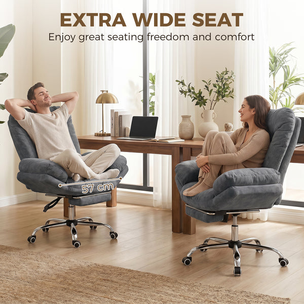 Large office chair with footrest, dark gray