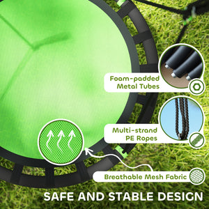 Saucer swing with adjustable suspension ropes, green