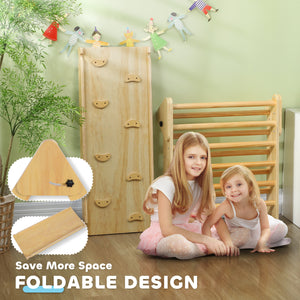 3-in-1 Climbing Set with Ramp for Toddlers in Natural Wood