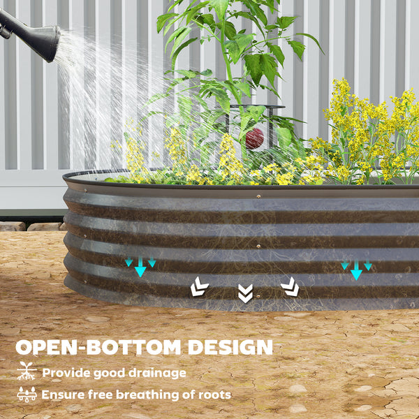 Galvanized raised outdoor planter with metal support, black