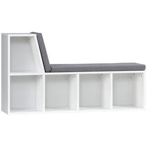 Bookcase with 5 compartments and padded reading corner, gray