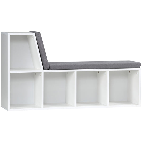 Bookcase with 5 compartments and padded reading corner, gray