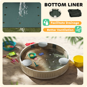 Sandbox with waterproof cover and fabric lining
