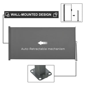 Folding and retractable side awning, light grey