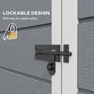 5 x 3 ft Garden Shed with Floor, Outdoor Storage Shed with Lockable Door, Window and Vent, Grey