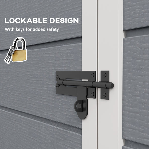 5 x 3 ft Garden Shed with Floor, Outdoor Storage Shed with Lockable Door, Window and Vent, Grey