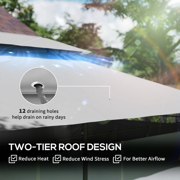 10' x 13' Double Roof Patio Gazebo, Outdoor Gazebo with Curtains, for Garden, Lawn, Backyard and Deck, Dark Grey