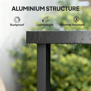 Patio Dining Table for 4, Square Aluminum Outdoor Table for Garden Lawn Backyard, Natural