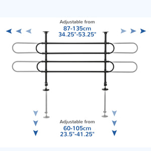 Adjustable safety barrier compatible with SUVs, cars, and vans