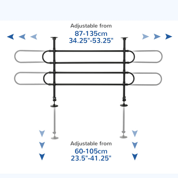 Adjustable safety barrier compatible with SUVs, cars, and vans