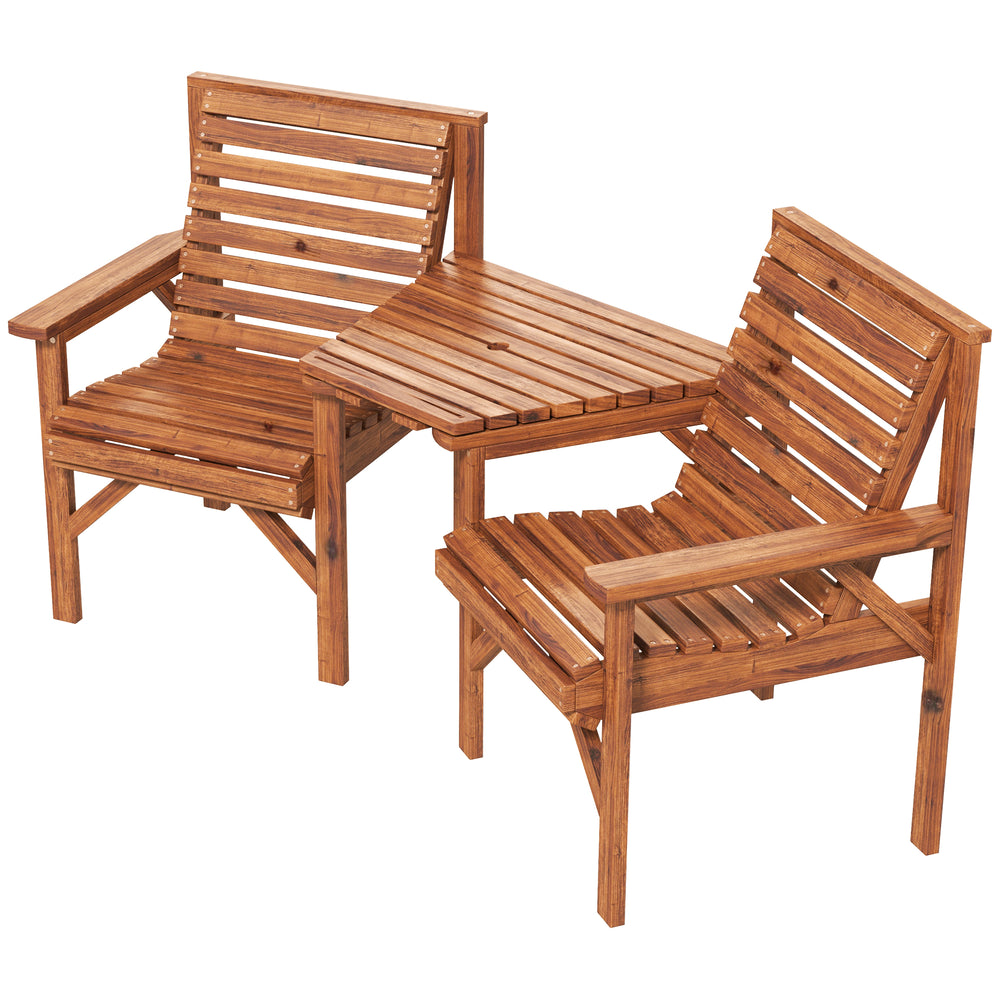 Set of 3 outdoor benches for garden and balcony, light brown