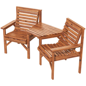 Set of 3 outdoor benches for garden and balcony, light brown