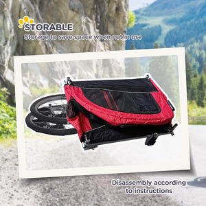 2 in 1 Pet Stroller, Bicycle Carrier Cart, Red 