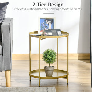 2-Tier Gold Side Table
