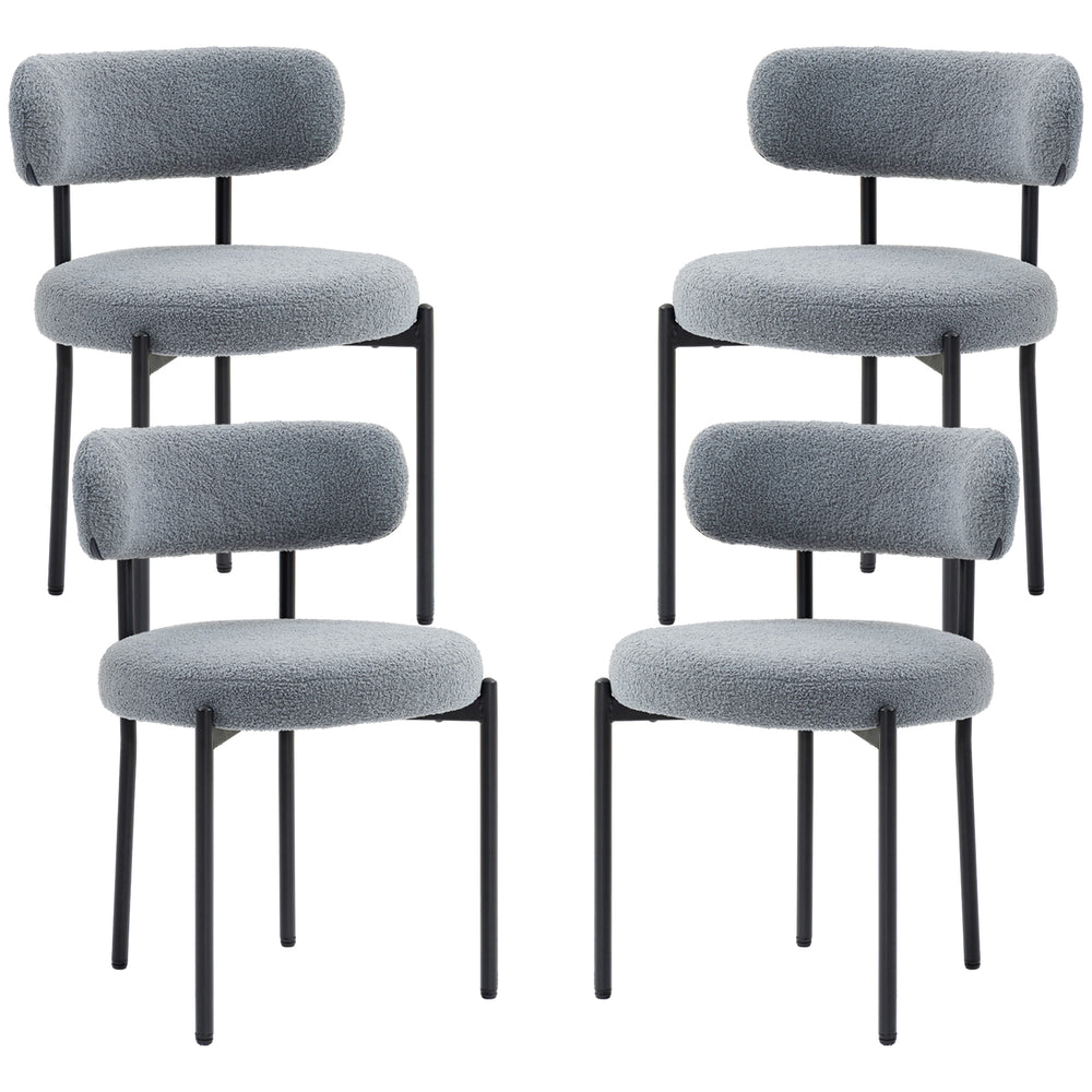 Set of 4 kitchen chairs with fleece upholstery, grey