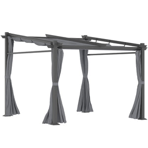 Metal pergola with sliding roof, retractable pergola, 3 m x 3 m, dark grey