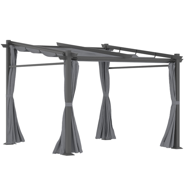 Metal pergola with sliding roof, retractable pergola, 3 m x 3 m, dark grey