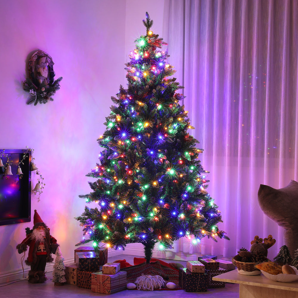 7ft Pre-Lit Artificial Christmas Tree with Dual-Color LED Lights