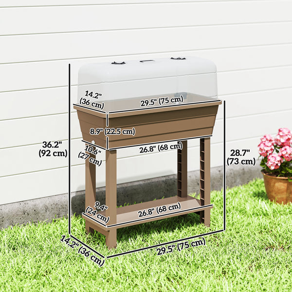 Raised garden bed with automatic watering, transparent lid and ventilation