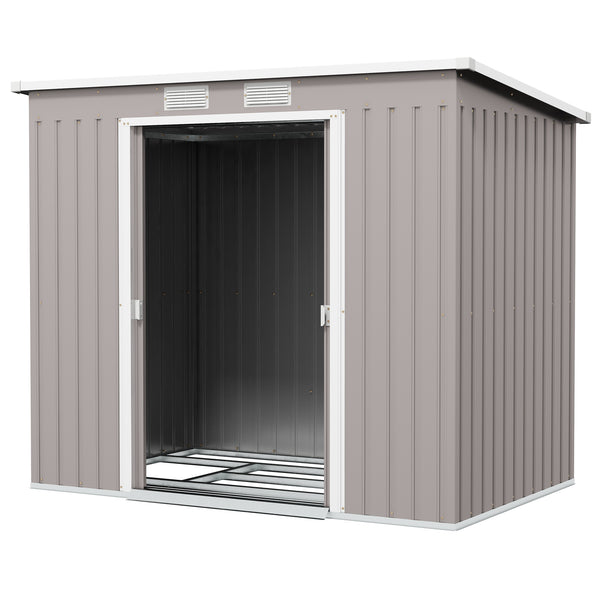 Galvanized steel garden shed with foundation kit - Grey