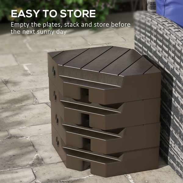 Offset parasol base with weight for outdoor parasol, capacity 60 kg (water) or 79 kg (sand), brown